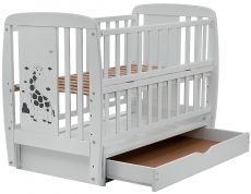 Дитяче ліжечко Дубик-М Жирафка White 120х60 см, Бук (маятник, ящик, відкидний бік)